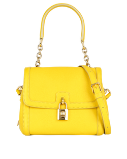 Padlock Top Handle Bag, Leather, Yellow, MII, S, 3*